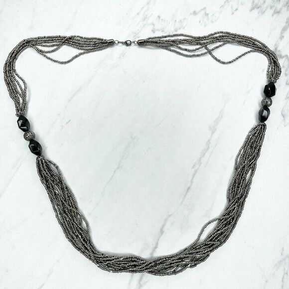 Seed Beaded Multi Strand Statement Necklace - Picture 1 of 12